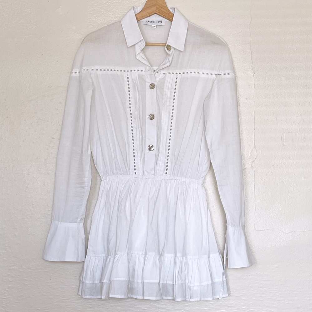 White MAURIE + EVE Acadia Mini Shirt Dress